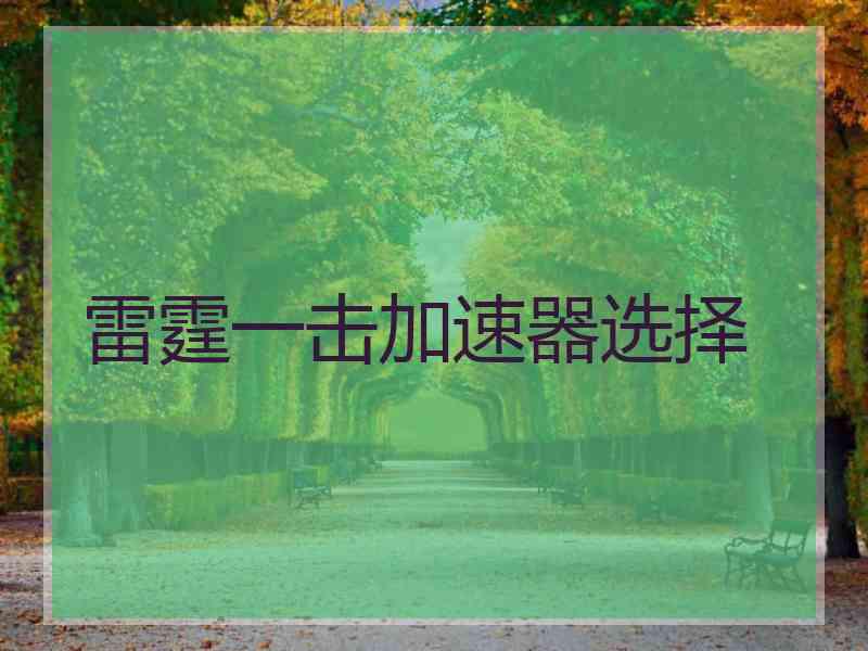 雷霆一击加速器选择